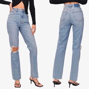 Abercrombie & Fitch The 90's Straight Ultra High Rise Distressed Jeans 27